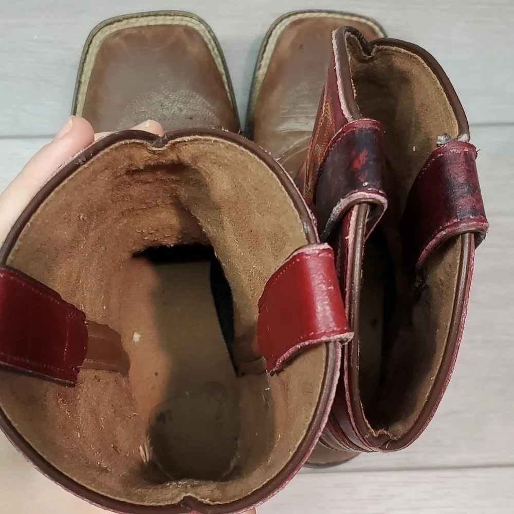Justin Kids Girls Outdoor Western Cowboy Leather boots shoes sz 10